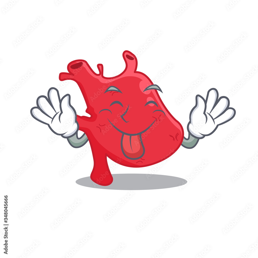 An amusing face heart cartoon design with tongue out