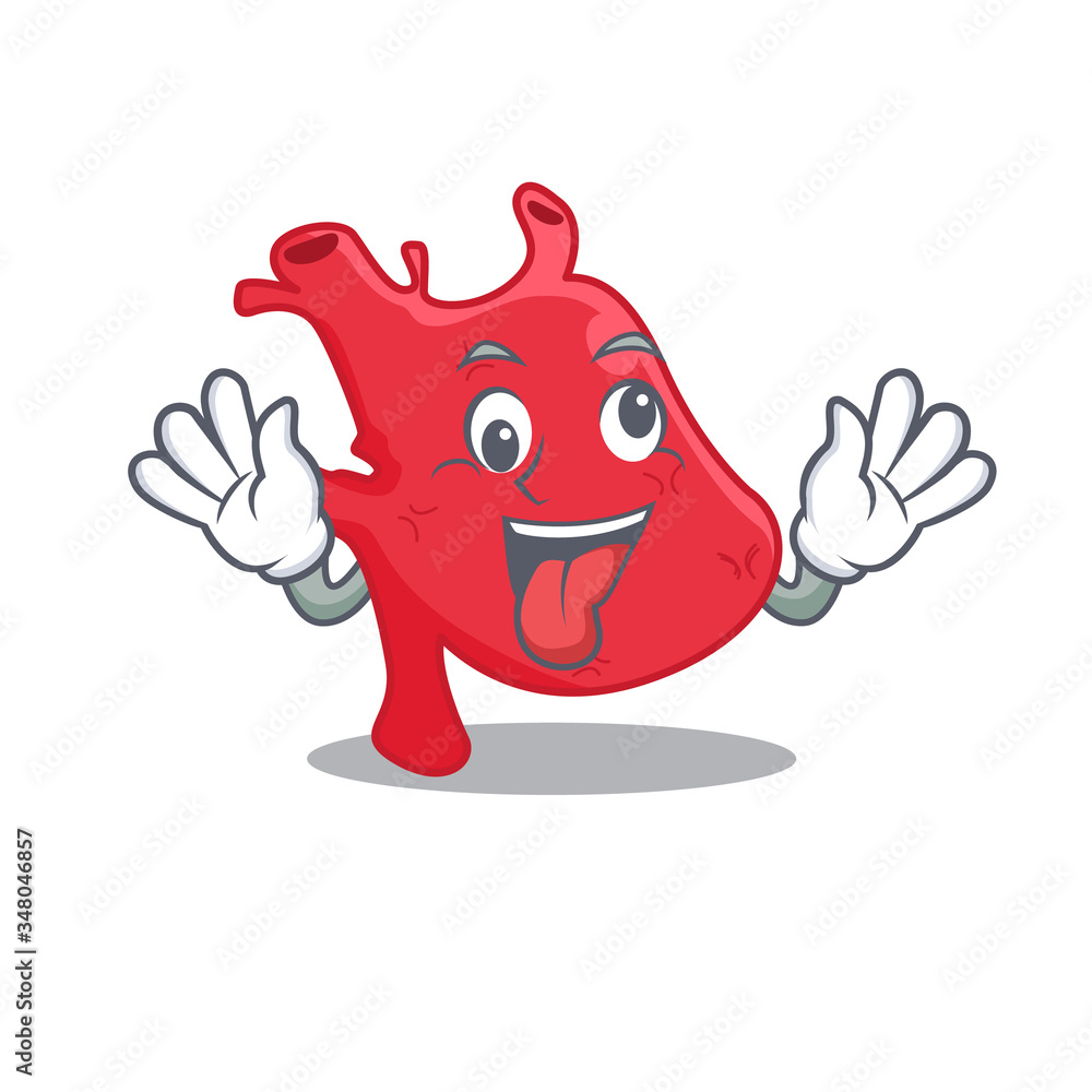 A cartoon design of heart having a crazy face A cartoon design of heart having a crazy face