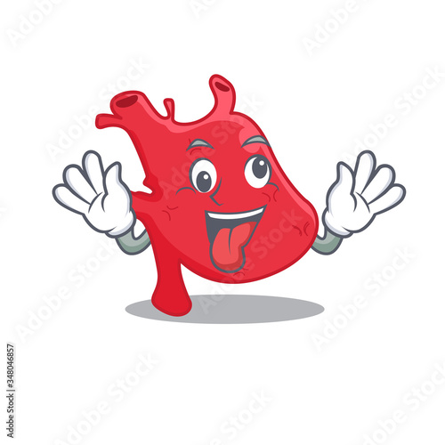 A cartoon design of heart having a crazy face
