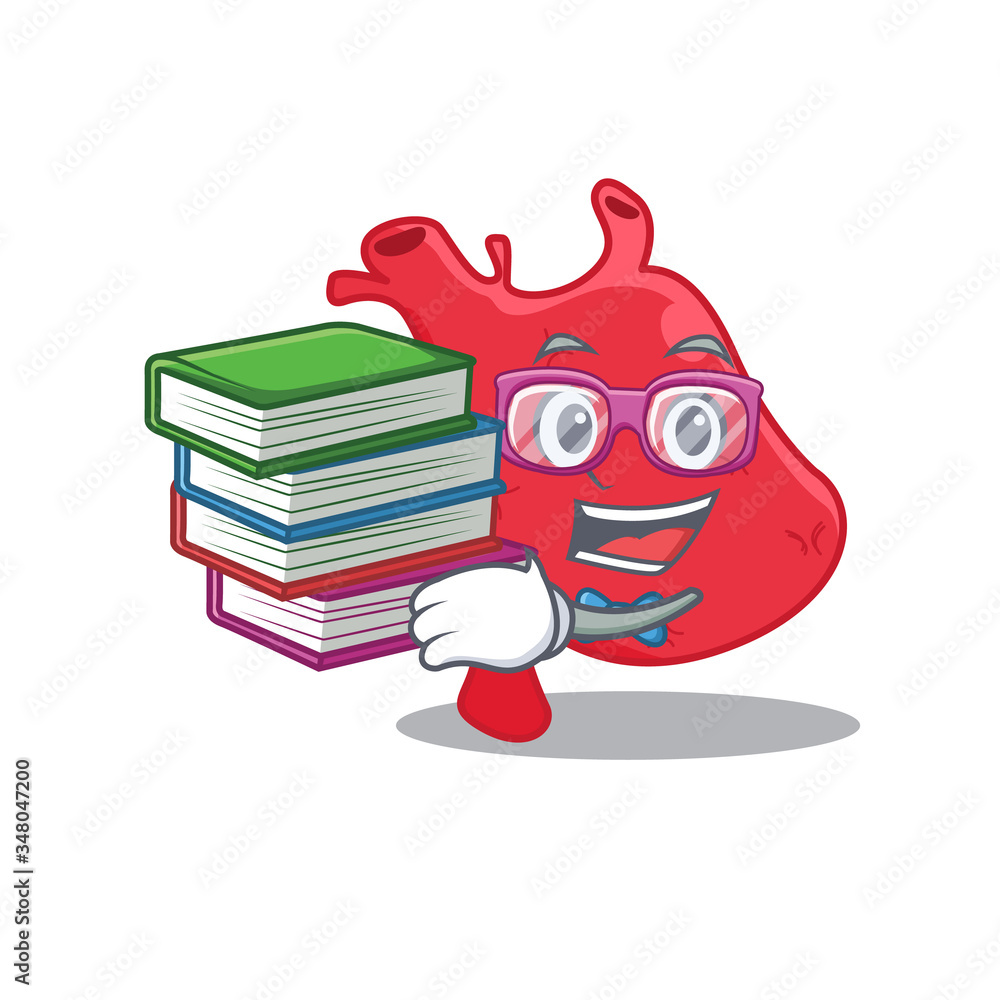 A diligent student in heart mascot design concept with books A diligent student in heart mascot design concept with books