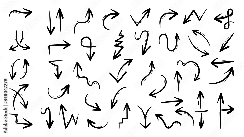 Hand drawn arrow mark icons vector Hand drawn arrow mark icons vector