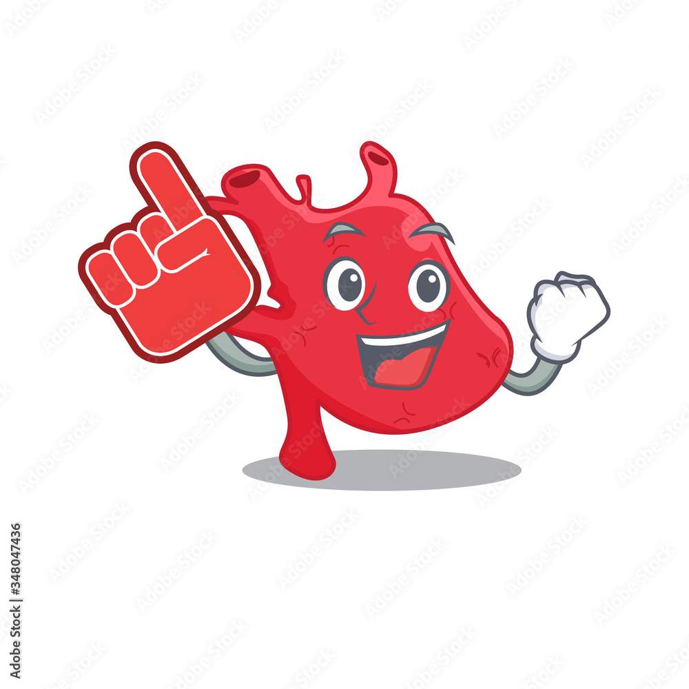 Heart presented in cartoon character design with Foam finger Heart presented in cartoon character design with Foam finger