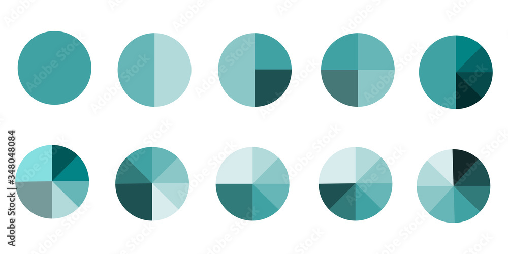 Circle or pie chart icon. Graphic vector diagram divided into 1, 2, 3