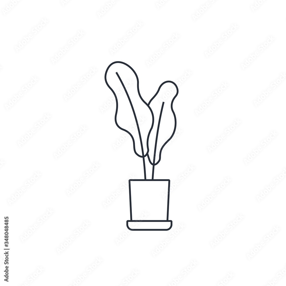 Houseplant. Stylish interior of studio, at home. Comfort. Vector linear icon isolated on white background. Houseplant. Stylish interior of studio, at home. Comfort. Vector linear icon isolated on white background.