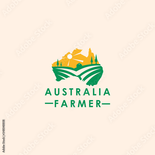 agriculture farm vector australia logo.farming agriculture map australia. 