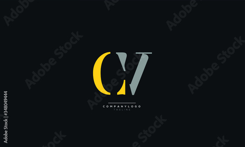 CV VC C V Letter Logo Alphabet Design Icon Vector Symbol