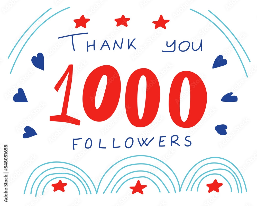 Thank you followers banner for social network in doodle style