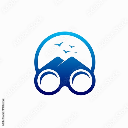 binoculars logo design, mountain vector logo
