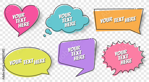 Colorful speech bubble chat talk set collection transparent isolated