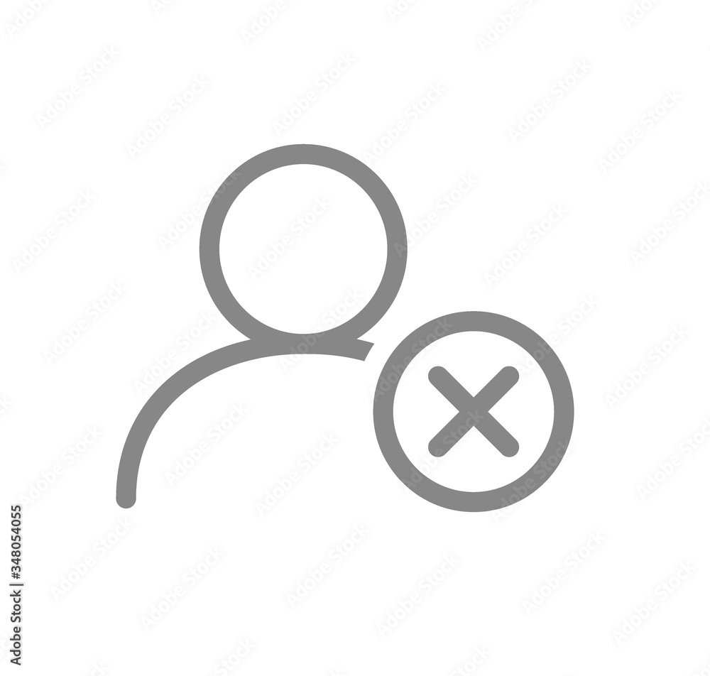 User profile with cross checkmark line icon. Employee rejected symbol User profile with cross checkmark line icon. Employee rejected symbol
