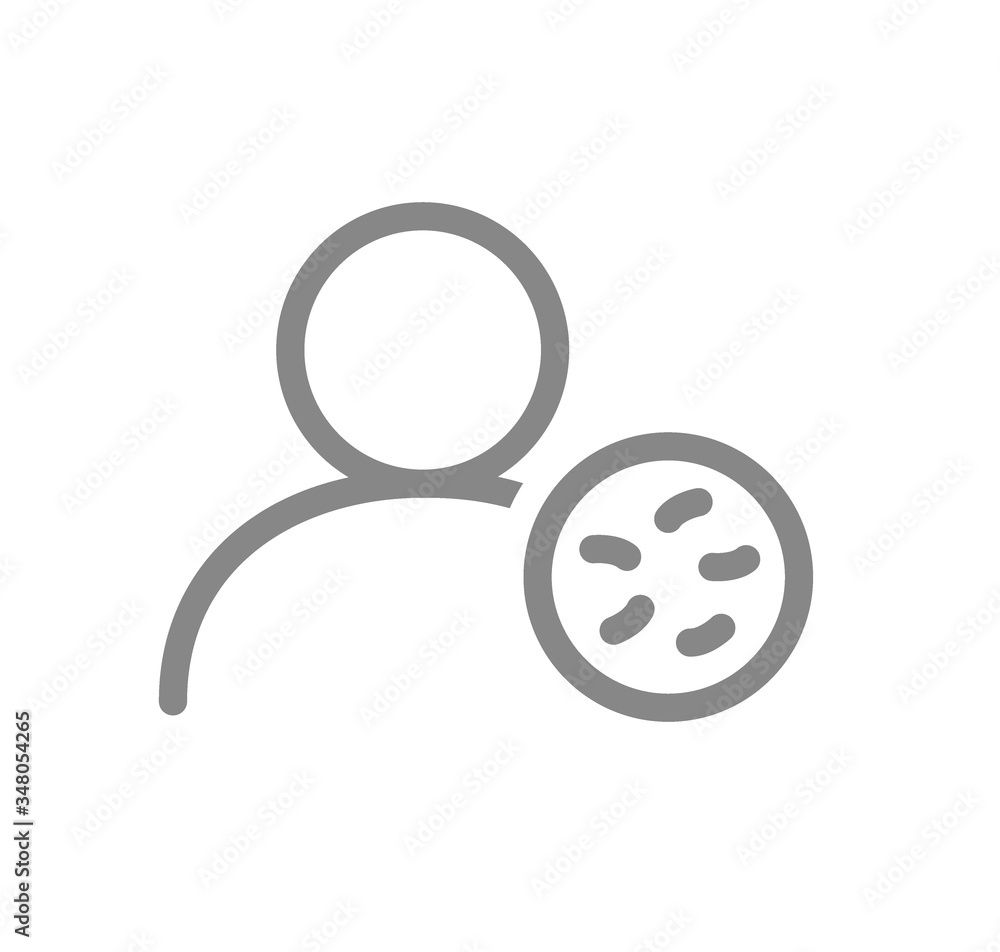User profile with bacteria line icon. Infections, coronavirus, no admittance symbol User profile with bacteria line icon. Infections, coronavirus, no admittance symbol