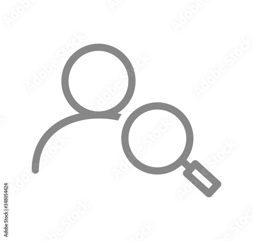 User profile with magnifying glass line icon. Searching people, employee search symbol