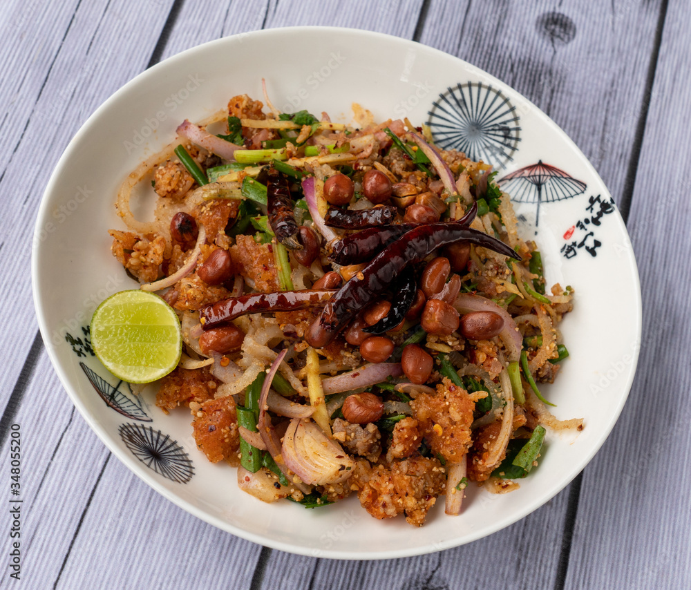 Sour Pork and Crispy Fish Salads 