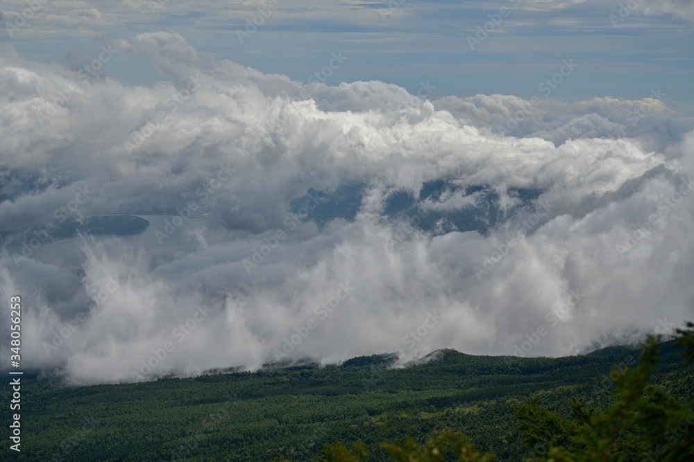 A view of the high mountains above the clouds