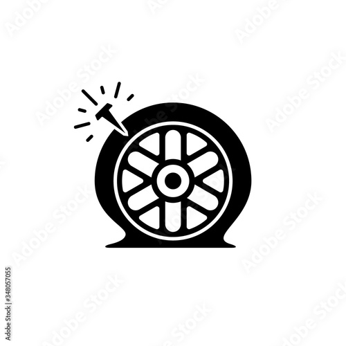 Car flat tire vector icon.