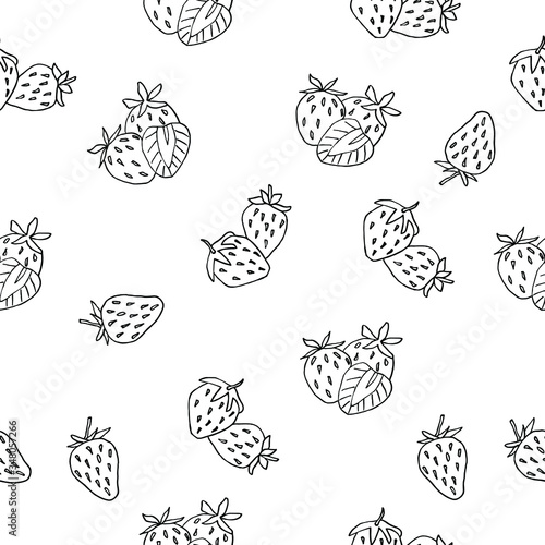 Fototapeta Naklejka Na Ścianę i Meble -  seamless pattern of strawberry Stock illustration, vector, hand drawing, design element for printing, scrapbooking, postcard