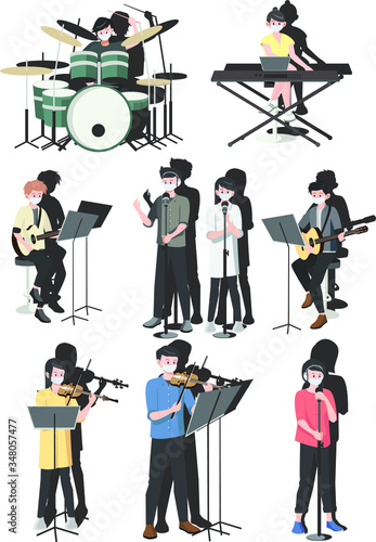 Illustration Set of peoples playing instruments