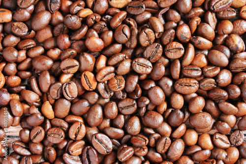 Coffee beans lie on the table