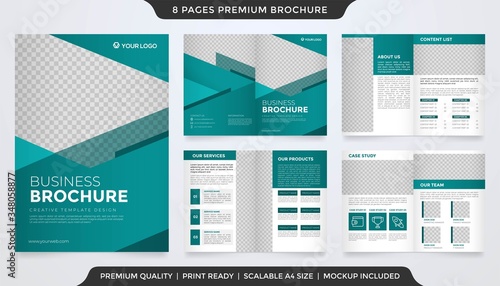 set of bifold brochure template design with abstract style and modern concept