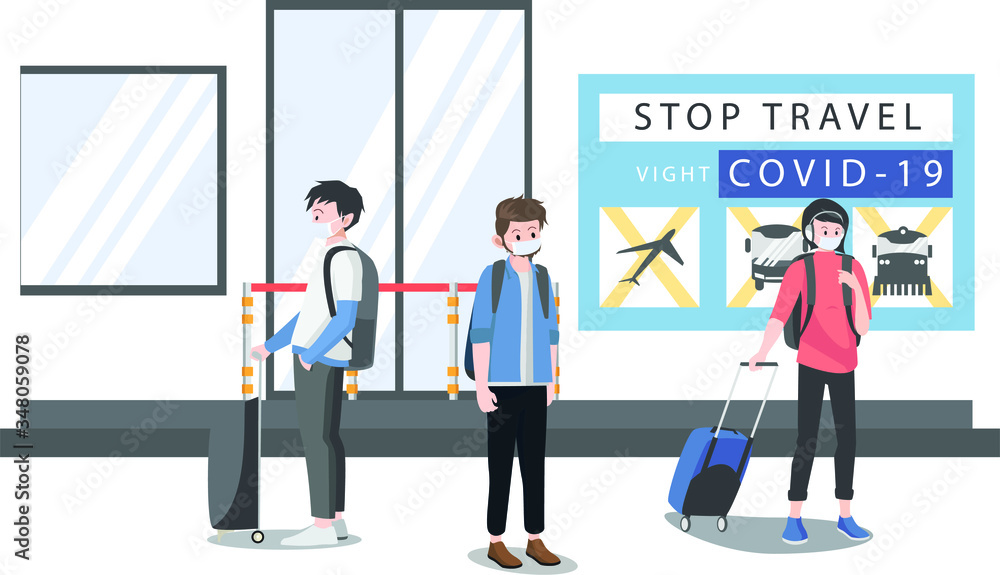 Peoples fail to travel because of covid19 illustration Peoples fail to travel because of covid19 illustration