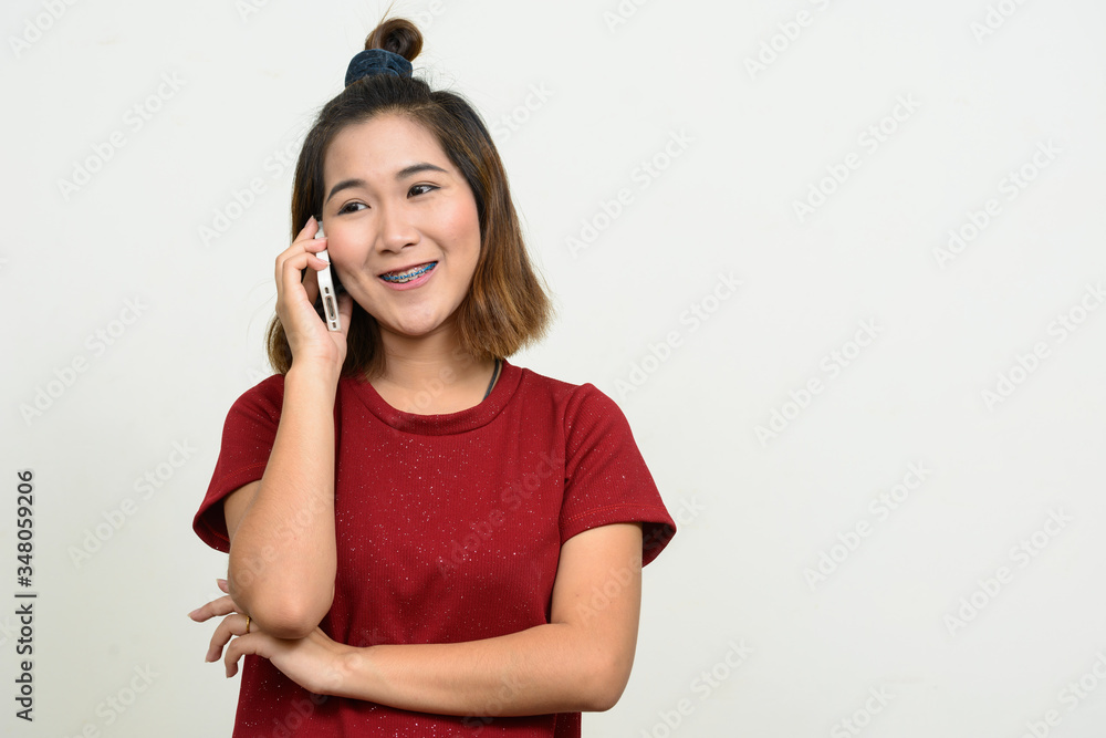 Portrait of young Asian woman with short hair Portrait of young Asian woman with short hair