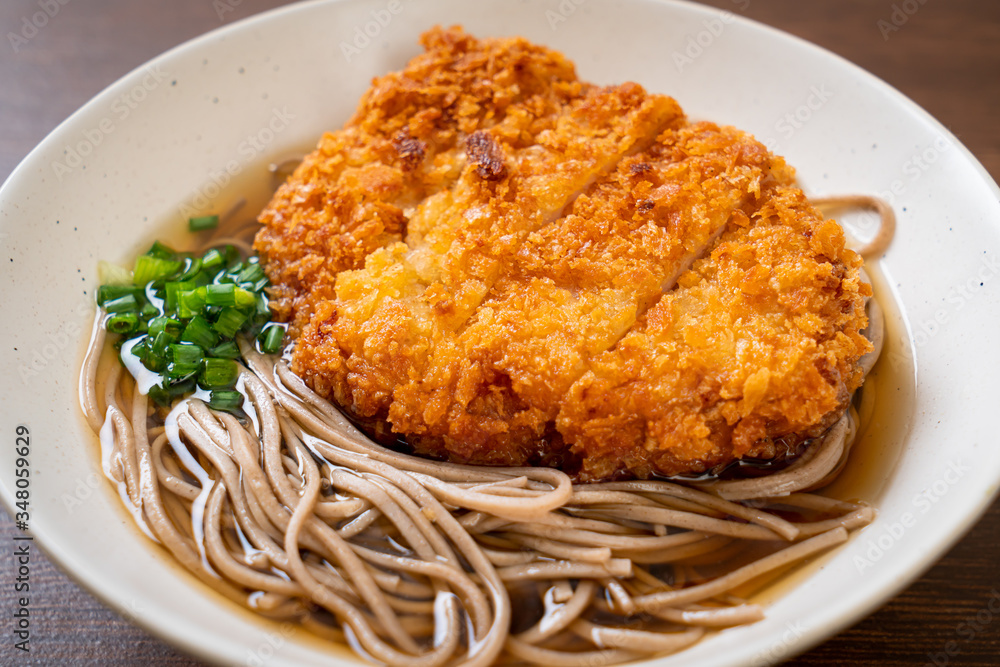 Soba ramen noodle with Japanese fried pork cutlet (tonkatsu) Soba ramen noodle with Japanese fried pork cutlet (tonkatsu)