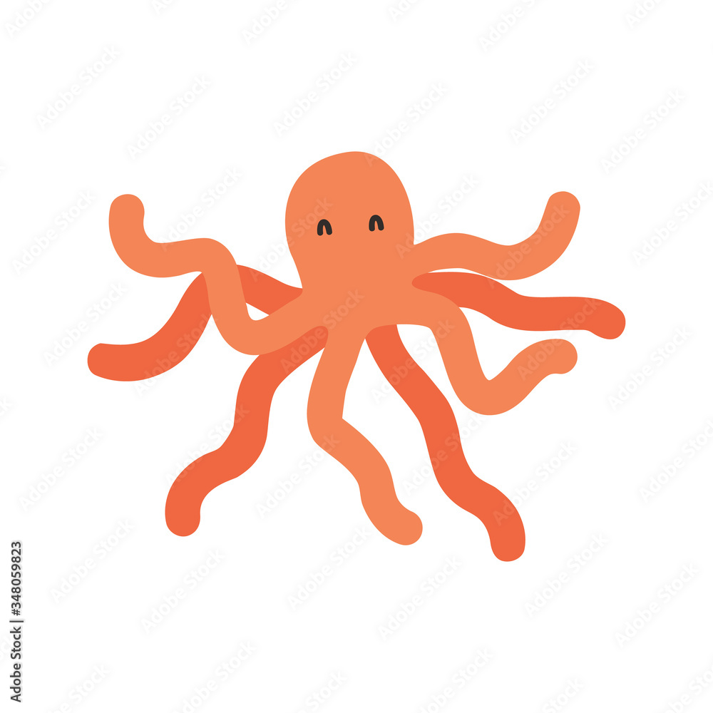 Cute Cartoon octopus, Vector illustration octopus on a white background. Drawing for children Cute Cartoon octopus, Vector illustration octopus on a white background. Drawing for children