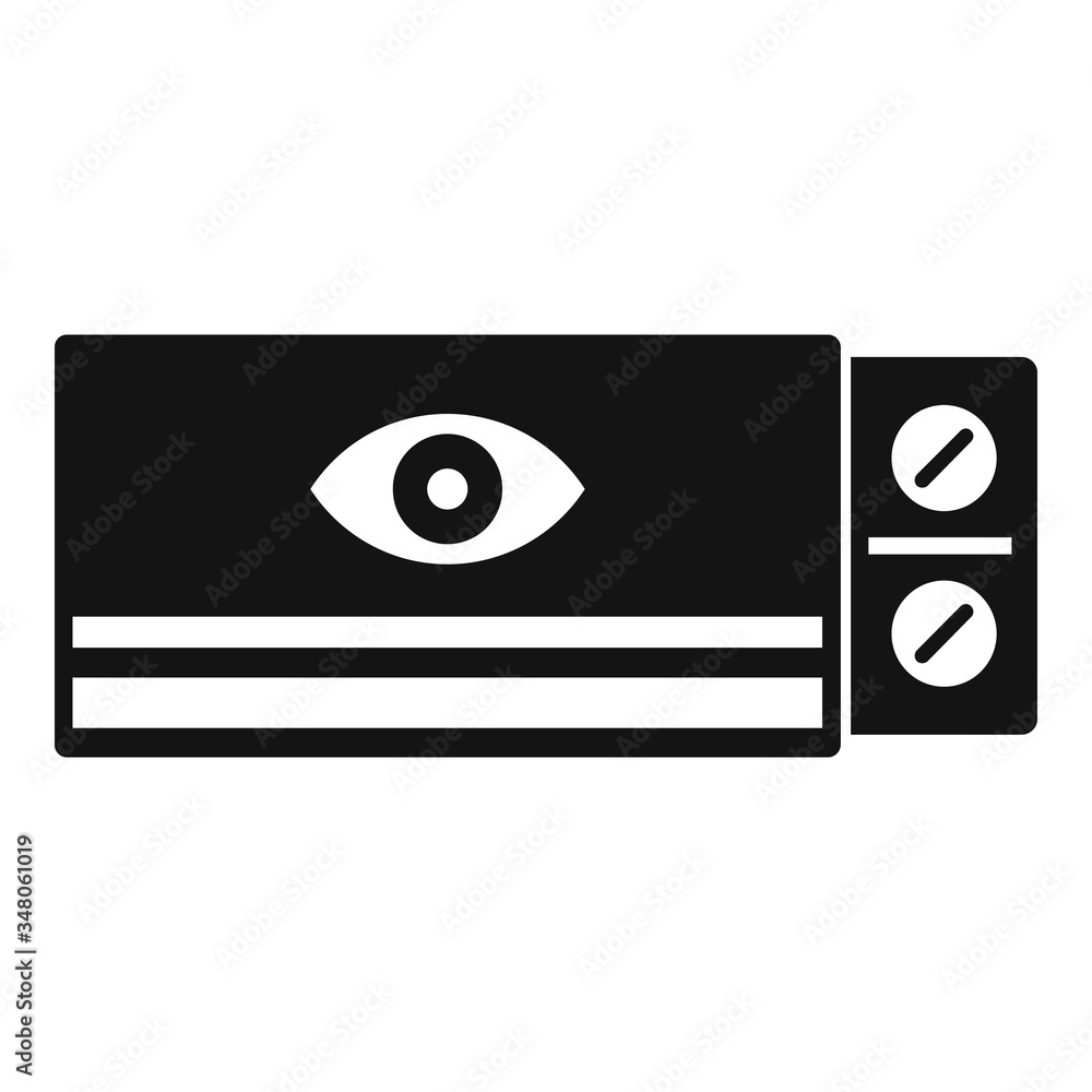 Eye care pill icon. Simple illustration of eye care pill vector icon for web design isolated on white background Eye care pill icon. Simple illustration of eye care pill vector icon for web design isolated on white background