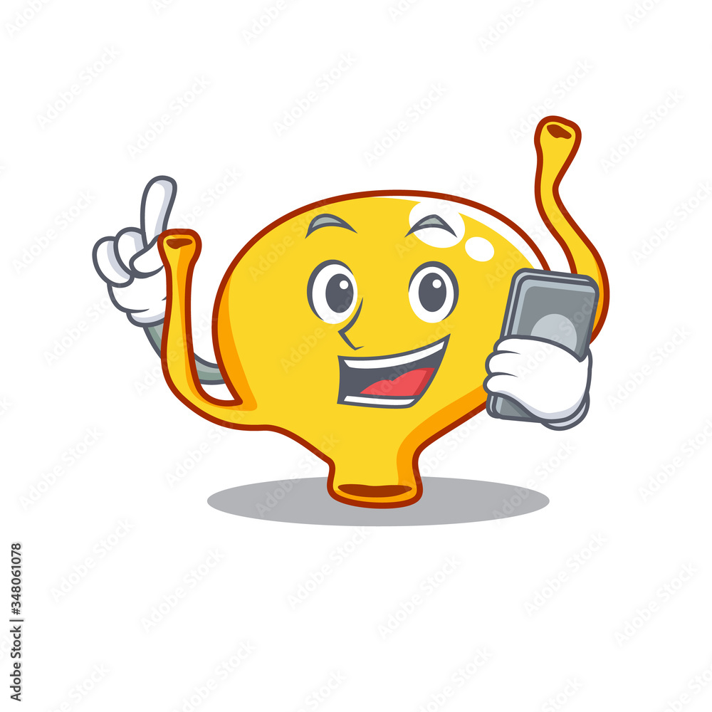 Obraz premium Bladder cartoon with character speaking on phone