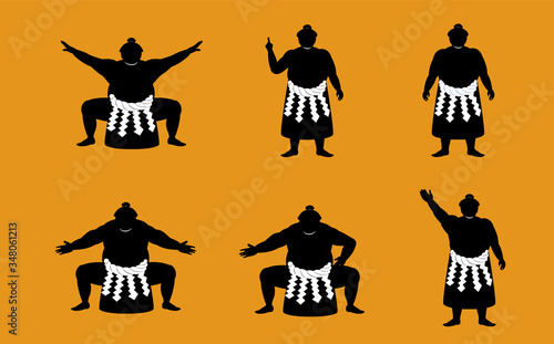 japanese Sumo wrestler . silhouette vector art