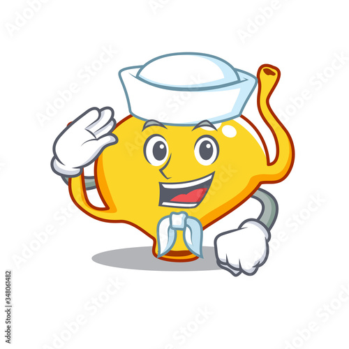 Sailor cartoon character of bladder with white hat