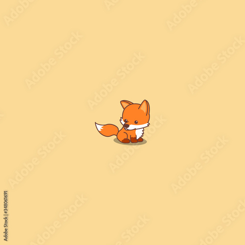 Cute baby fox sitting cartoon icon, vector illustration