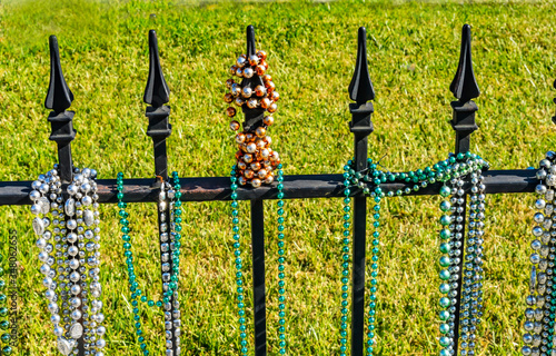 Colorful Glass Beads Garden District Fence New Orleans Louisiana