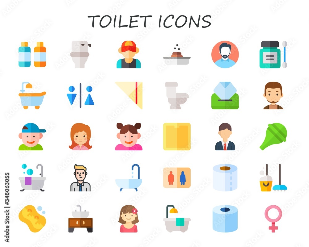Modern Simple Set of toilet Vector flat Icons Modern Simple Set of toilet Vector flat Icons