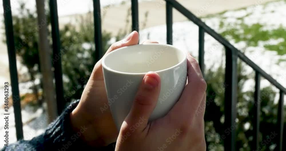 Two Handed hold of White Mug filled with your Morning Cup of Espresso Based Coffee Two Handed hold of White Mug filled with your Morning Cup of Espresso Based Coffee