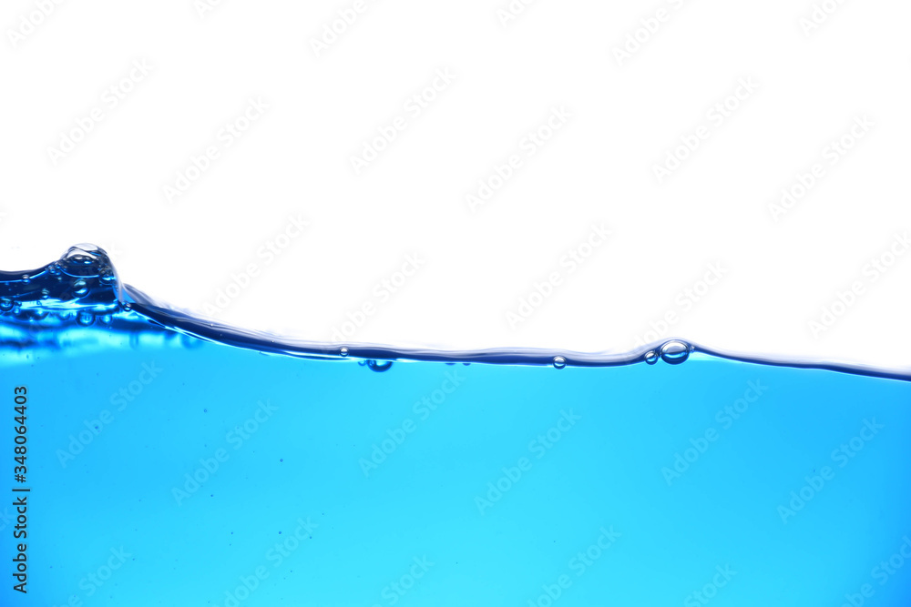 The blue water and bubble on white background. The blue water and bubble on white background.