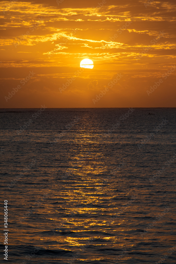 Beautiful sunrise over ocean in Zanzibar, Tanzania
