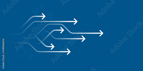 Abstract arrow direction illustration with copy space, flat design, business leader concept.