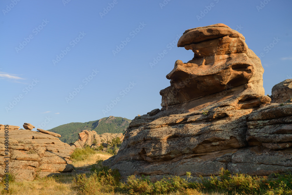 Bizarre cliffs of Bayanaul mountains. .Central Kazakhstan