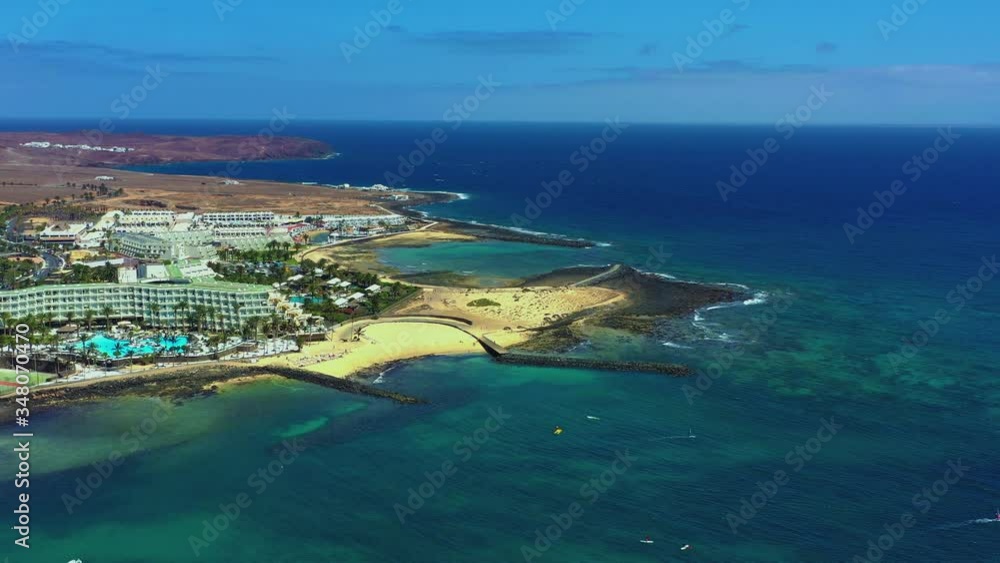 Wide aerial view of Cayman Islands, Grand Cayman, Tropical beach