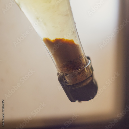 Image of sediment in a wine bottle. photo