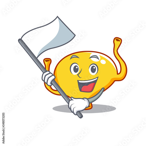 A nationalistic bladder mascot character design with flag