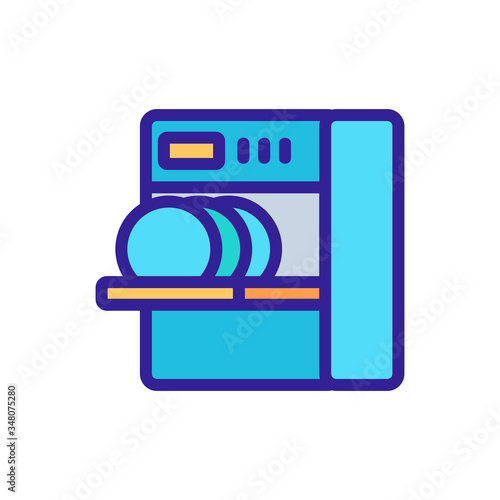 loading dishes into dishwasher icon vector. loading dishes into dishwasher sign. color symbol illustration