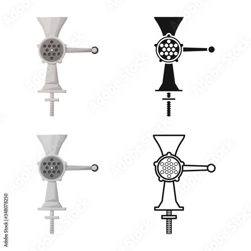 Vector design of mill and meat logo. Graphic of mill and handle stock vector illustration.