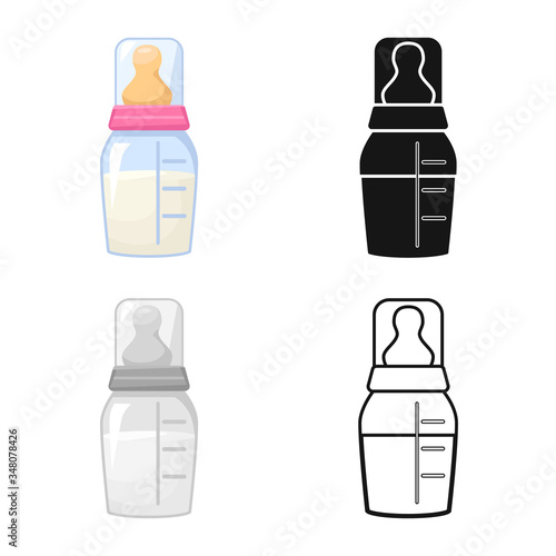 Vector illustration of nipple and bottle icon. Web element of nipple and milk vector icon for stock.
