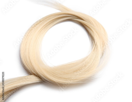 Beautiful long blonde hair on white background