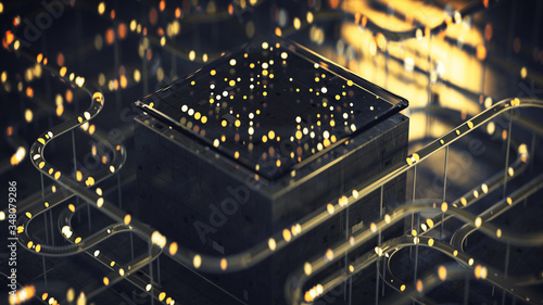 Cube and tubes with lights ...
