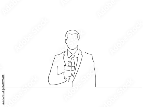 TV journalist isolated line drawing, vector illustration design.