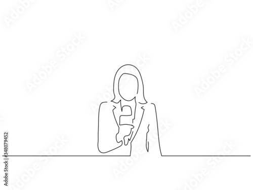 TV journalist isolated line drawing, vector illustration design.