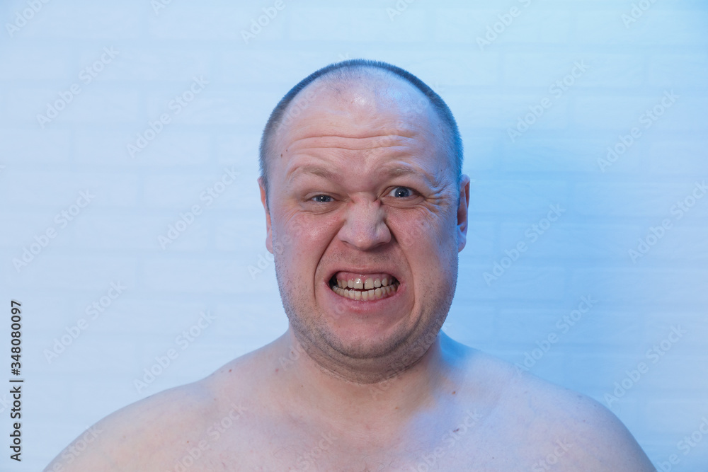 Portrait of a bald man who is angry. Portrait of a bald man who is angry.